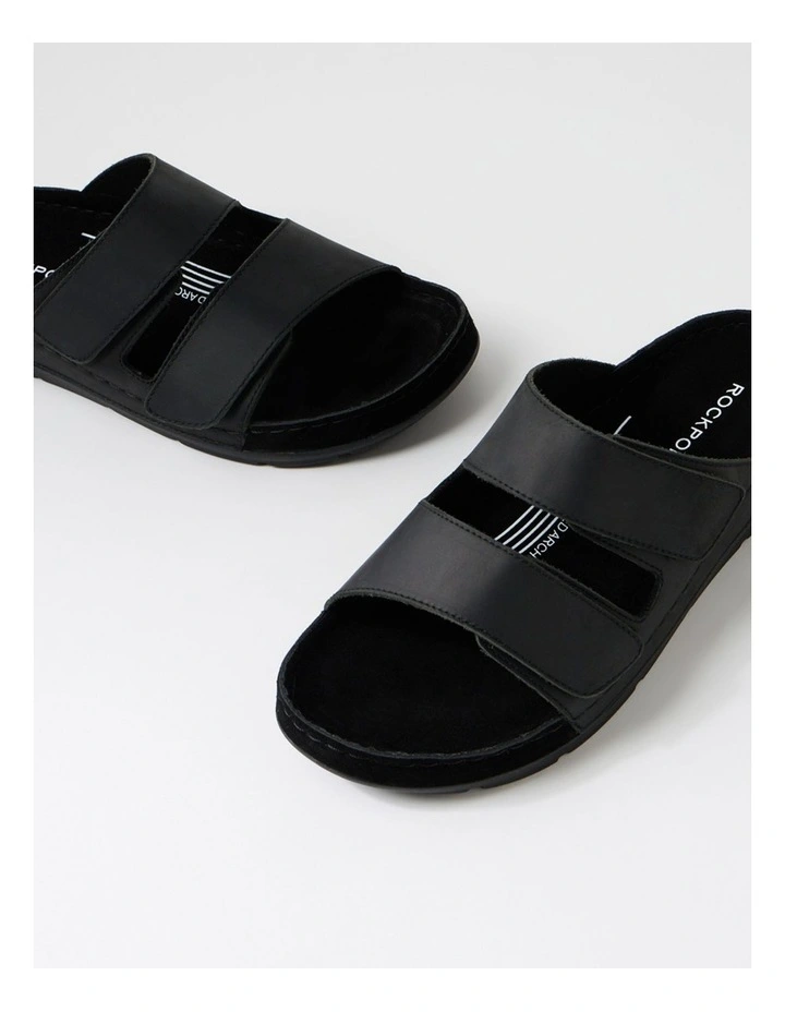 Pompei Black Crazyhorse Leather Slides image 5