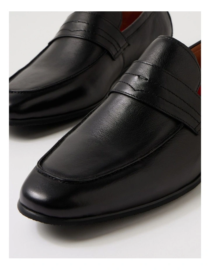 Uptown Black Leather Flat Shoes image 5