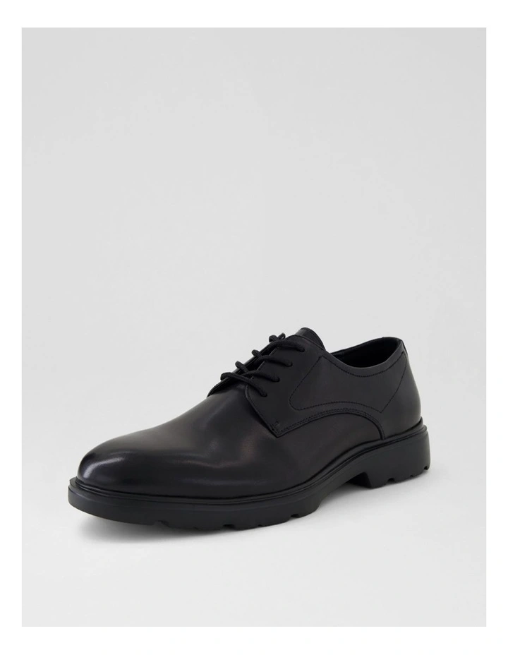 Clark Black Leather Lace Up Flats image 2