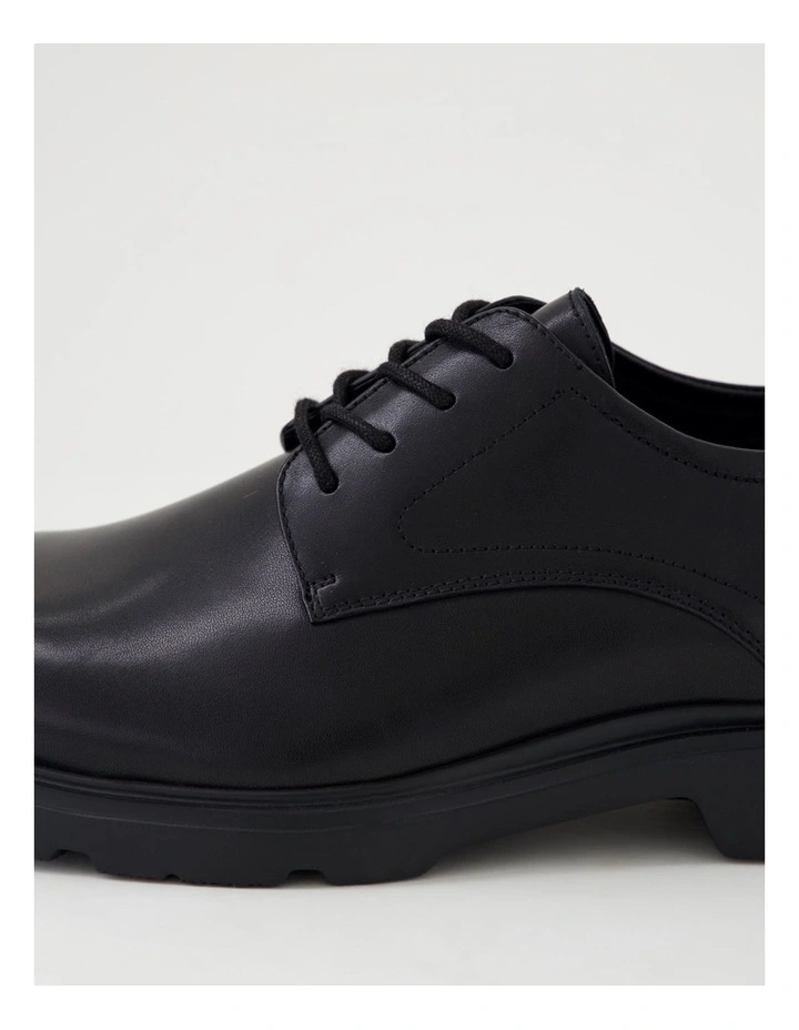 Clark Black Leather Lace Up Flats image 5