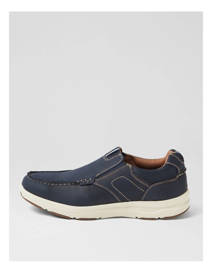 Oust Navy Leather Flat Shoes image 1