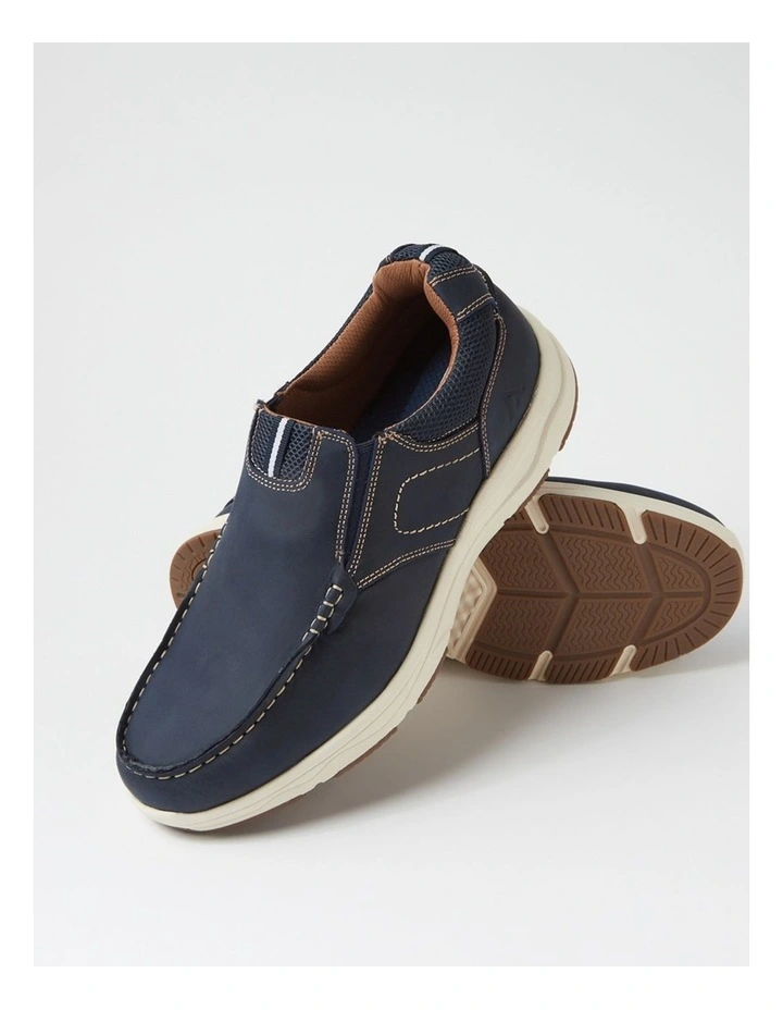 Oust Navy Leather Flat Shoes image 5