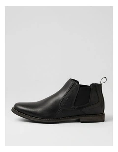 Mills Black Leather Ankle Boots