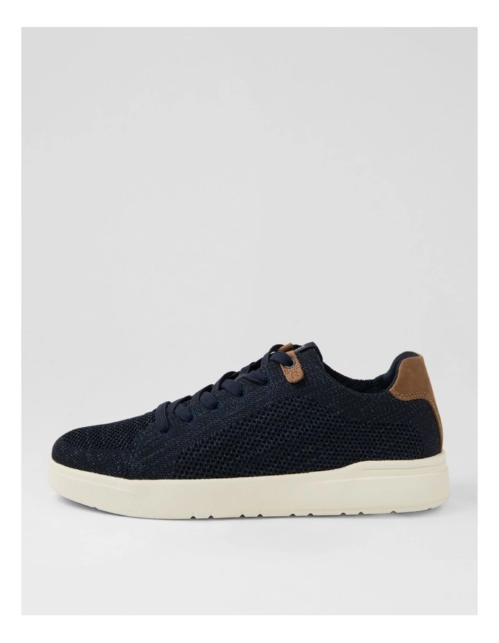 Conga Navy Fabric Lace Up Flats image 1