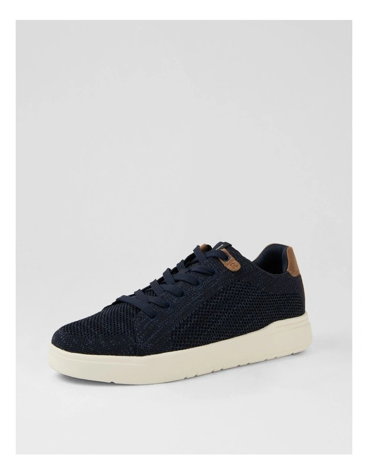 Conga Navy Fabric Lace Up Flats image 2