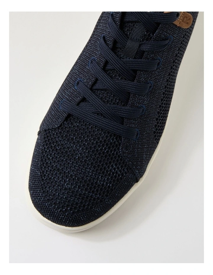 Conga Navy Fabric Lace Up Flats image 4