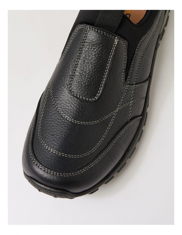 Tonal Black Tumble Nubuck Flat Shoes image 4
