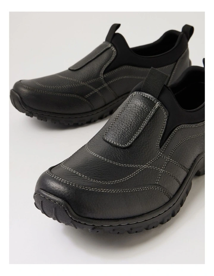 Tonal Black Tumble Nubuck Flat Shoes image 5