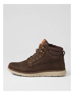 Yrbud Dark Brown Crazyhorse Leather Lace Up Boots