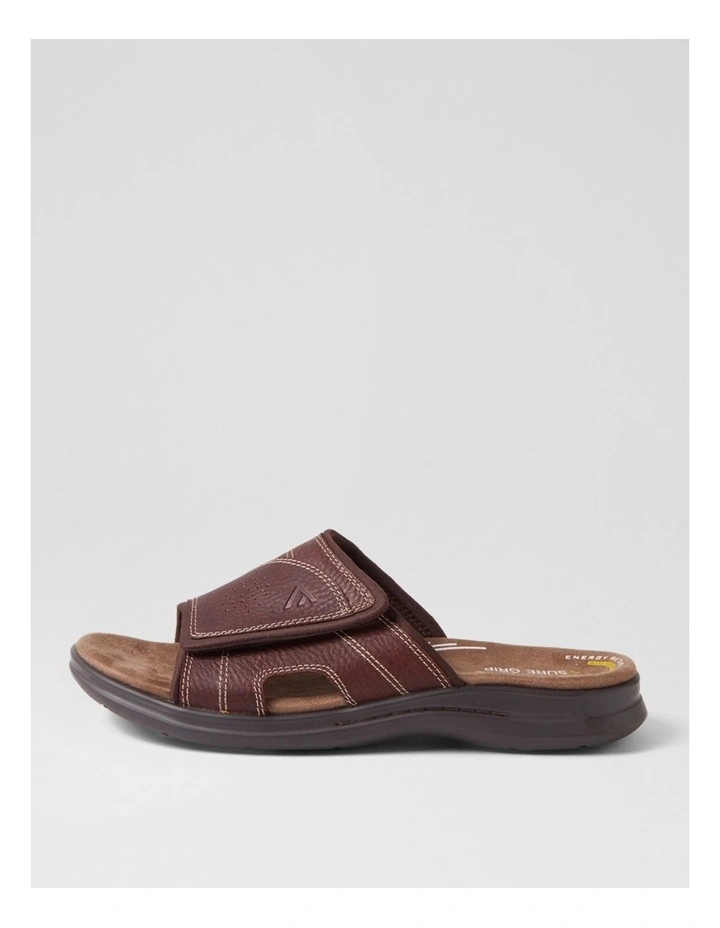 Iver Dark Brown Tumble Leather Slides image 1