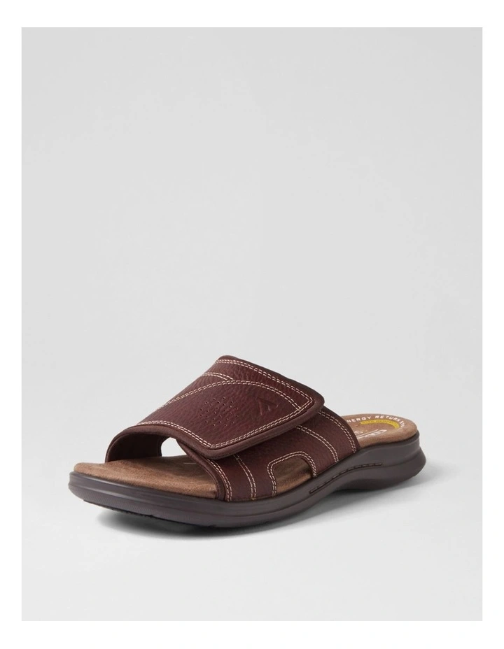 Iver Dark Brown Tumble Leather Slides image 2