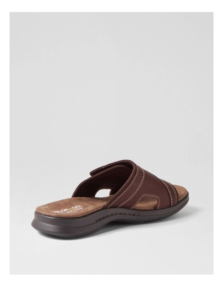 Iver Dark Brown Tumble Leather Slides image 3
