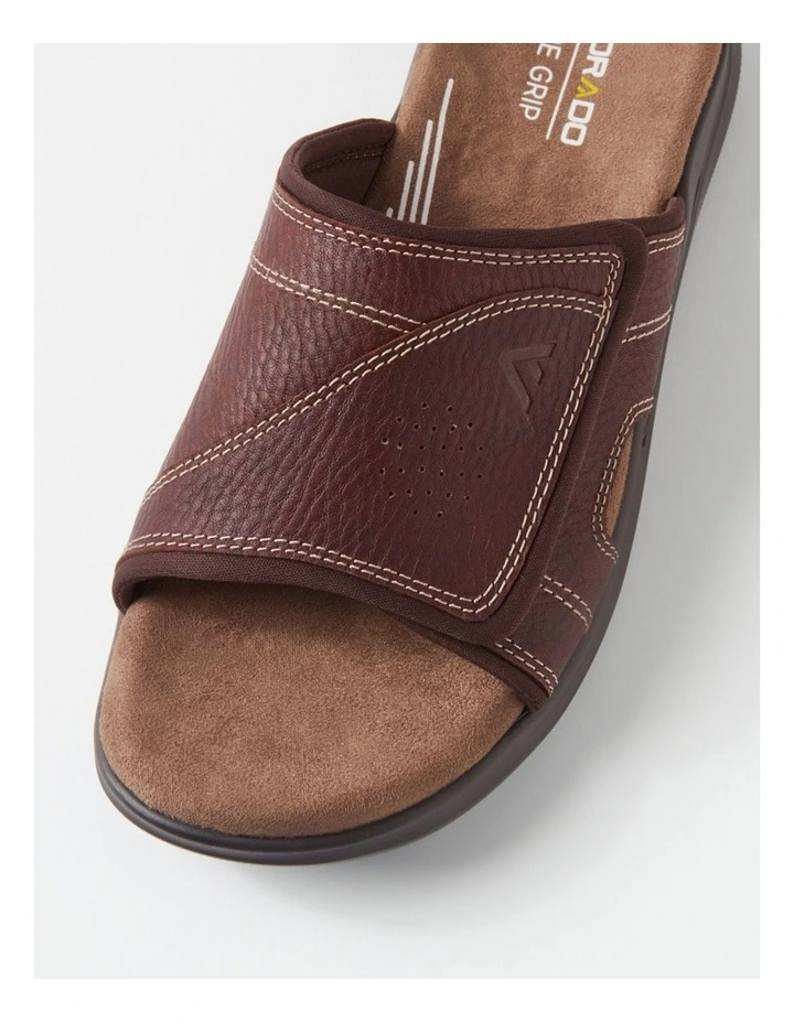 Iver Dark Brown Tumble Leather Slides image 4