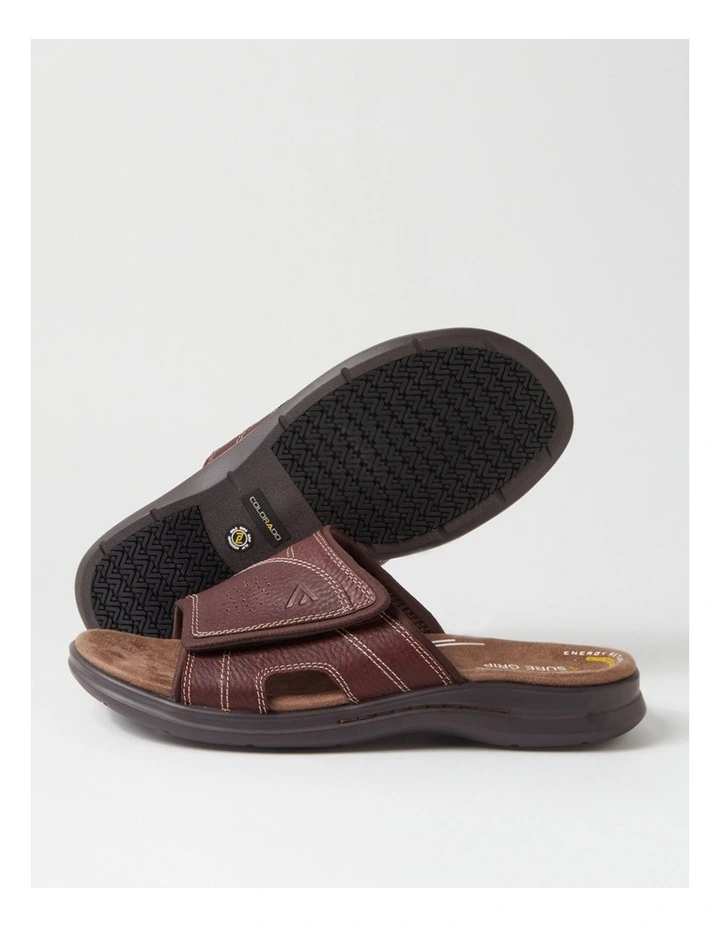 Iver Dark Brown Tumble Leather Slides image 5