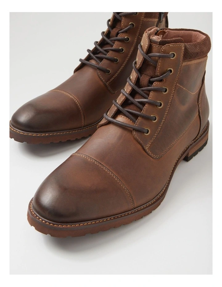 Chimney Brown Leather Lace Up Boots image 5