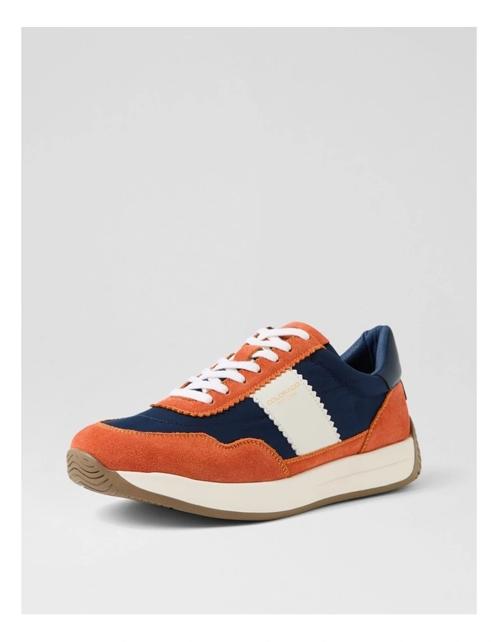 Larny Orange Navy Suede Nylon Sneakers image 2
