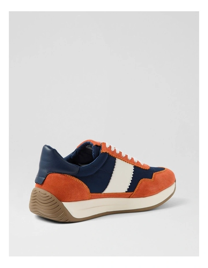Larny Orange Navy Suede Nylon Sneakers image 3