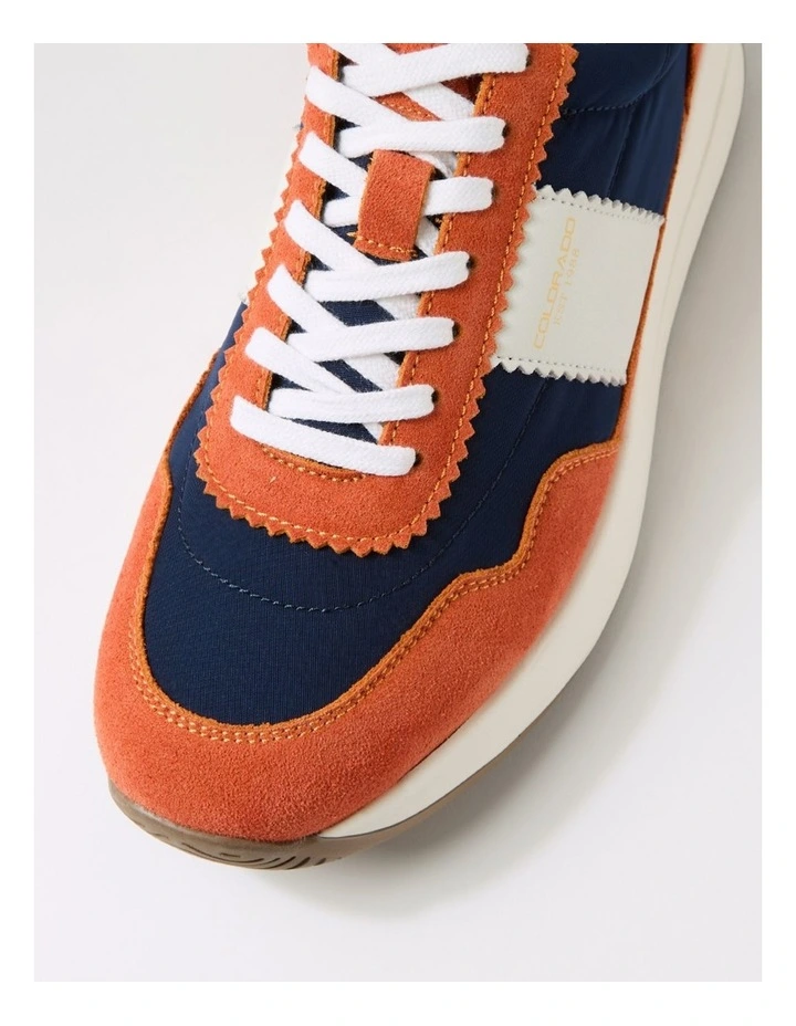 Larny Orange Navy Suede Nylon Sneakers image 4