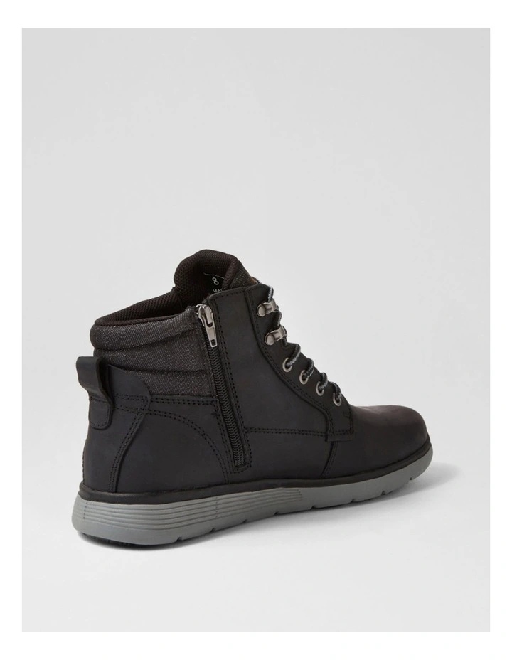 Yrbud Black Crazyhorse Leather Lace Up Boots image 3