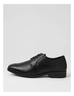 Volwell Ee Wp Black Leather Lace Up Flats