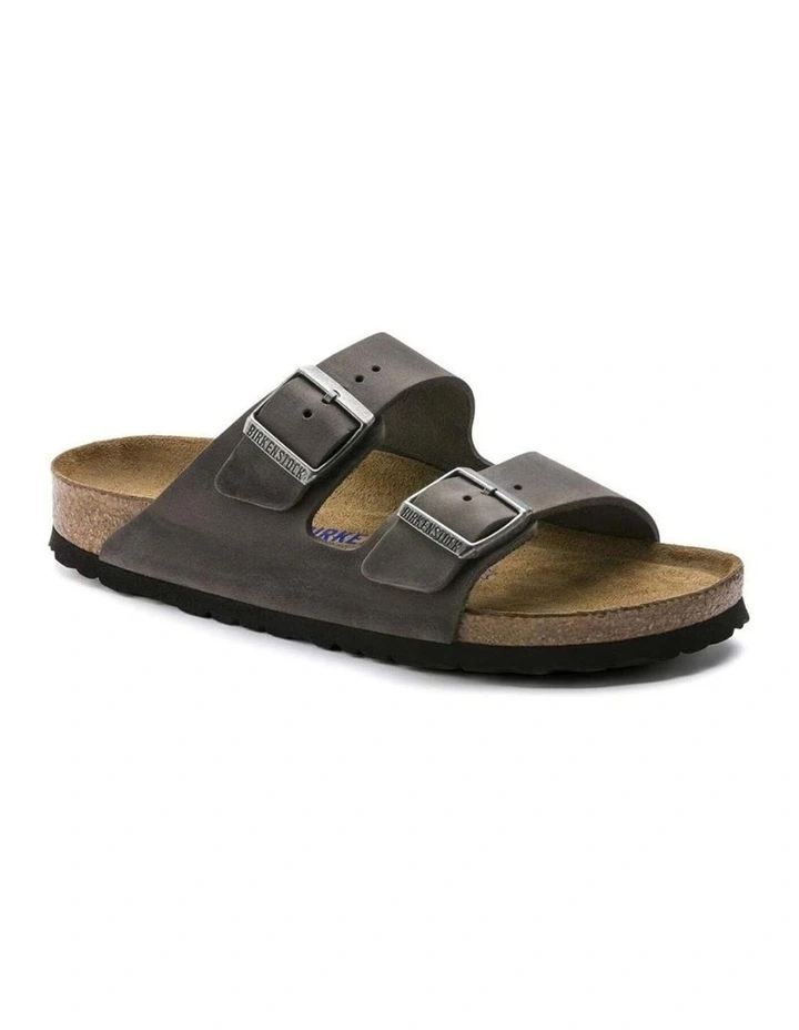 Birkenstock Arizona Soft Footbed Oiled Leather Sandals Slip On Regular Iron image 2
