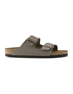 Birkenstock Arizona Birkibuc Synthetic Leather Sandals Stone Regular