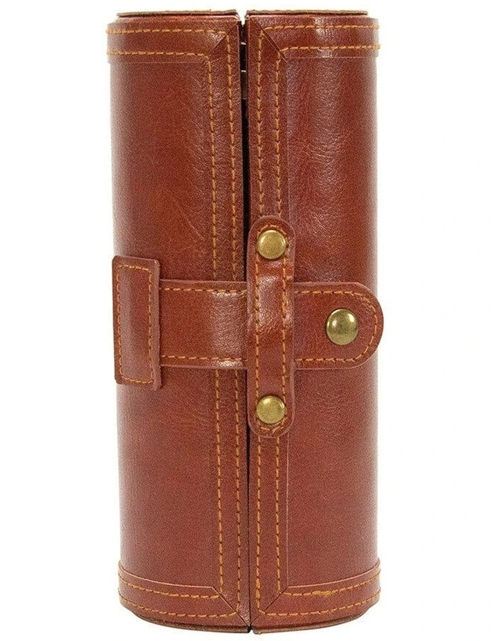 Annabel Trends Gentlemans Mens Shoe Shine Kit Vegan Leather Case Brown 17x7.5cm image 2