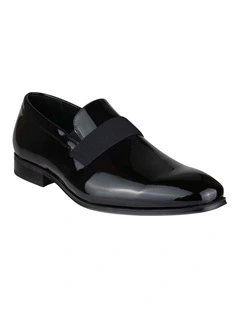 Tux Strap On Plain Toe Slip On In Black