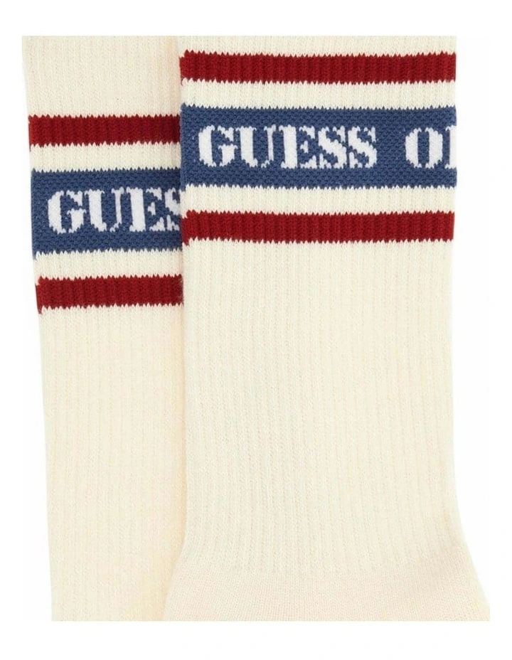 GUESS Originals Biege Stripe Logo Socks image 2