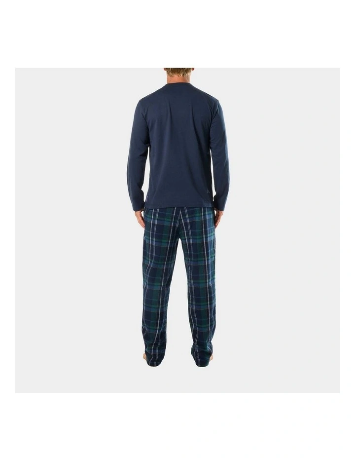 Mens Ice Tea Flannel and Tee Pyjama Set Mid Blue image 3