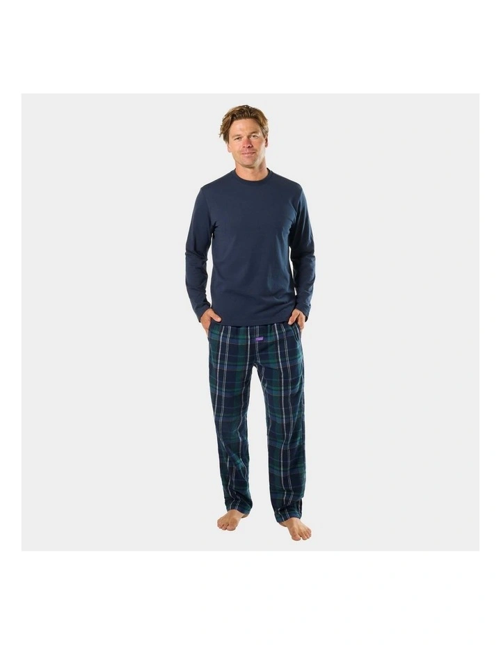 Mens Ice Tea Flannel and Tee Pyjama Set Mid Blue image 4