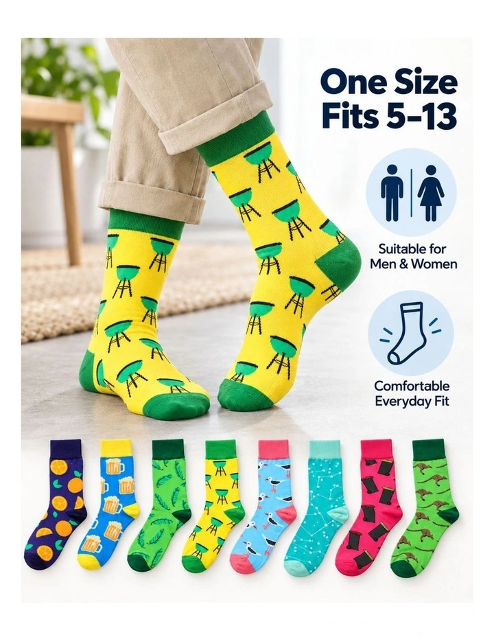 8 Pairs Fashion Novelty Funny Socks one Size 5-13 Men Socks Women Socks #2 image 2
