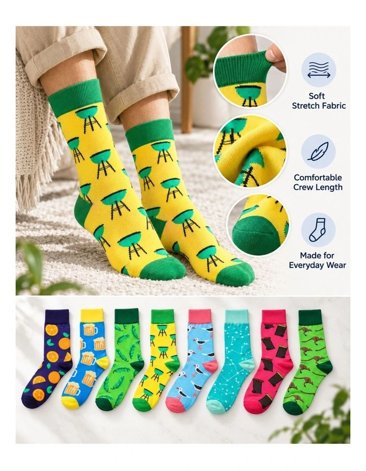 8 Pairs Fashion Novelty Funny Socks one Size 5-13 Men Socks Women Socks #2 image 4