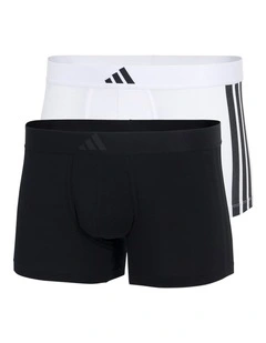 2 Pack Active Flex Cotton 3 Stripes Low Rise Trunk Underwear