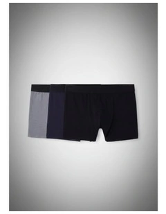 Decathlon - Men's Cotton Boxers Tri-Pack - Black/Grey/Blue