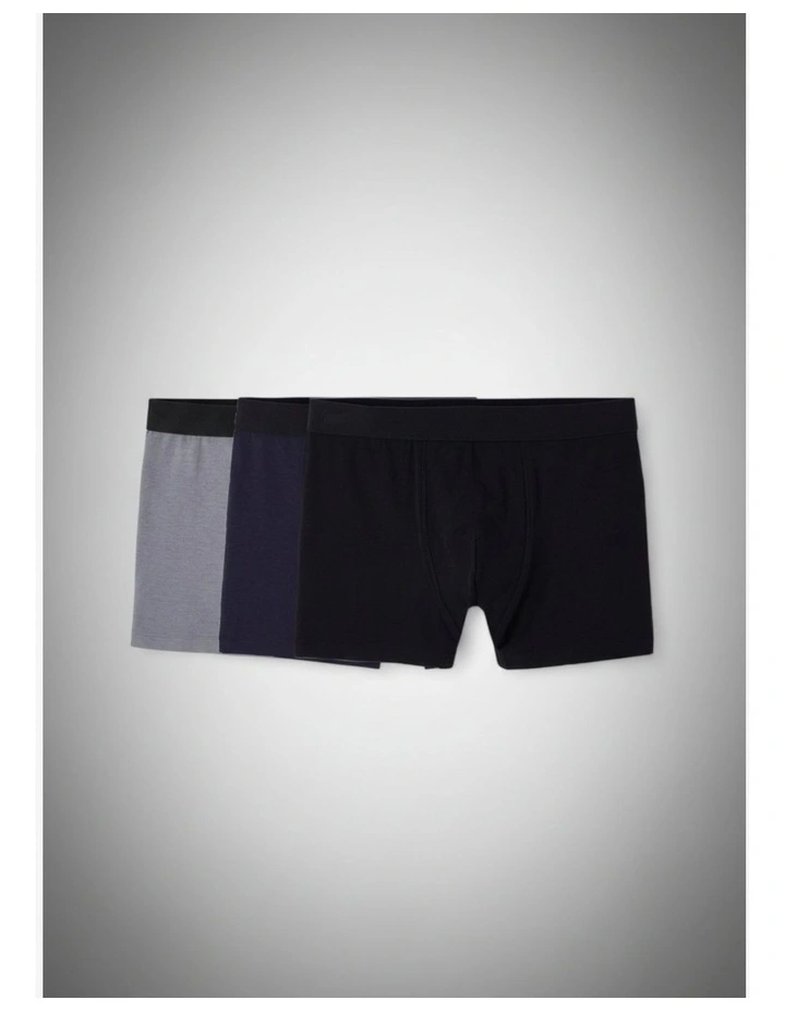 Decathlon - Men's Cotton Boxers Tri-Pack - Black/Grey/Blue image 1