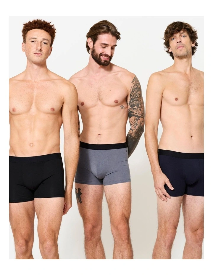 Decathlon - Men's Cotton Boxers Tri-Pack - Black/Grey/Blue image 6