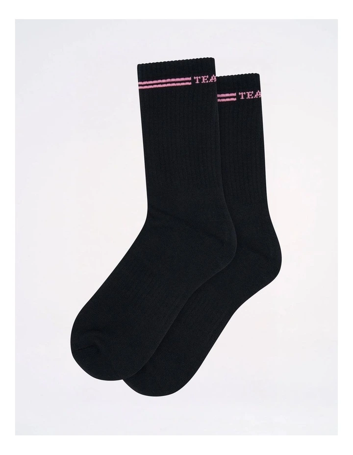 Classic Crew Socks in Black|Pink image 1