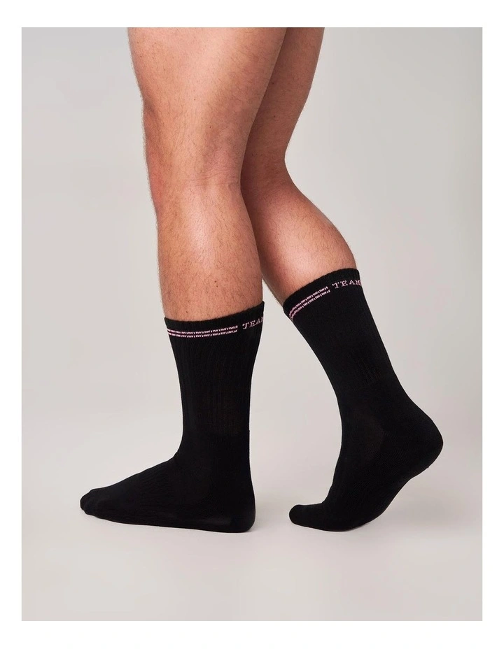 Classic Crew Socks in Black|Pink image 2