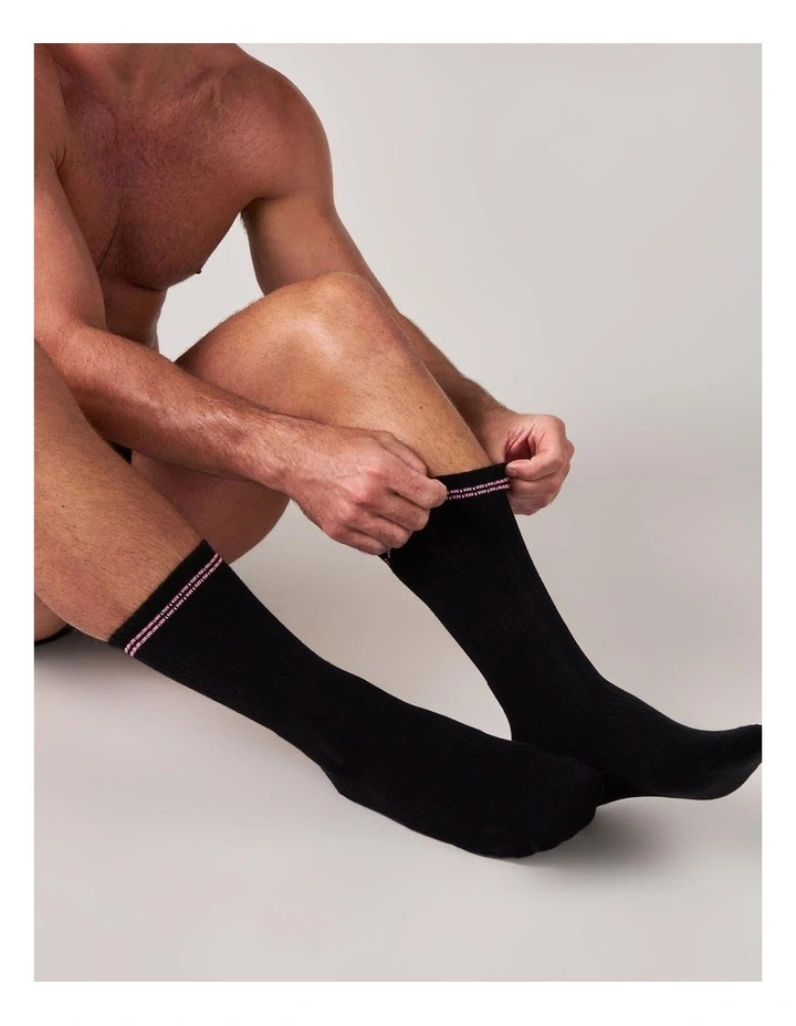 Classic Crew Socks in Black|Pink image 3