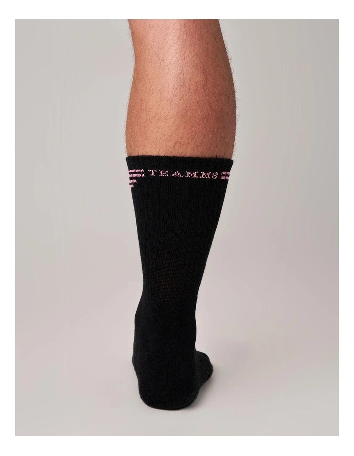 Classic Crew Socks in Black|Pink image 4