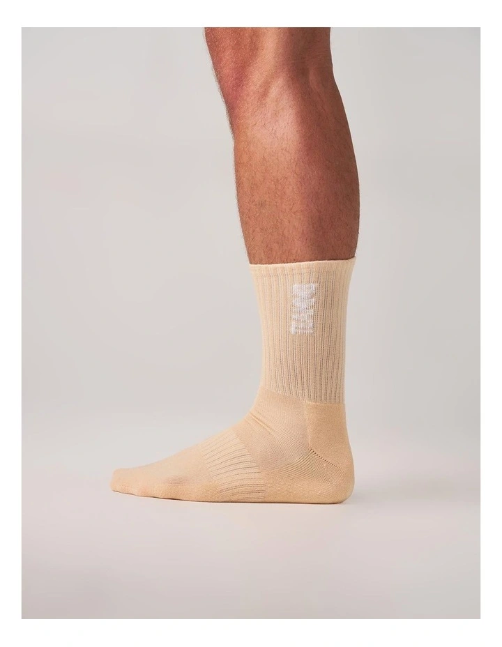 TEAMM8 Crew Socks in Tan|White image 4