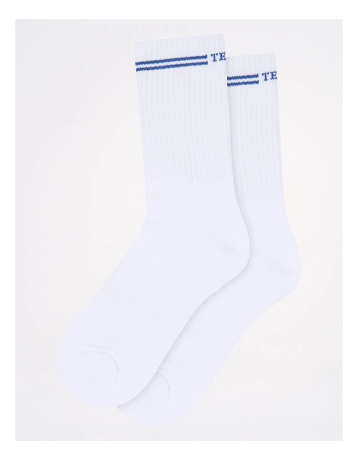 Classic Crew Socks in White|Blue image 1