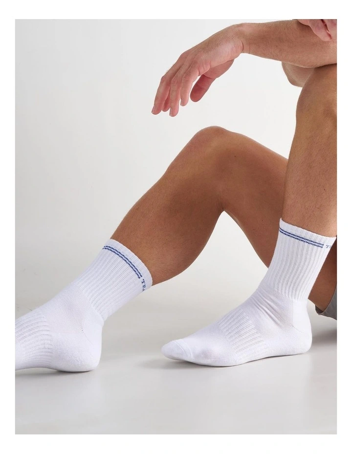Classic Crew Socks in White|Blue image 3