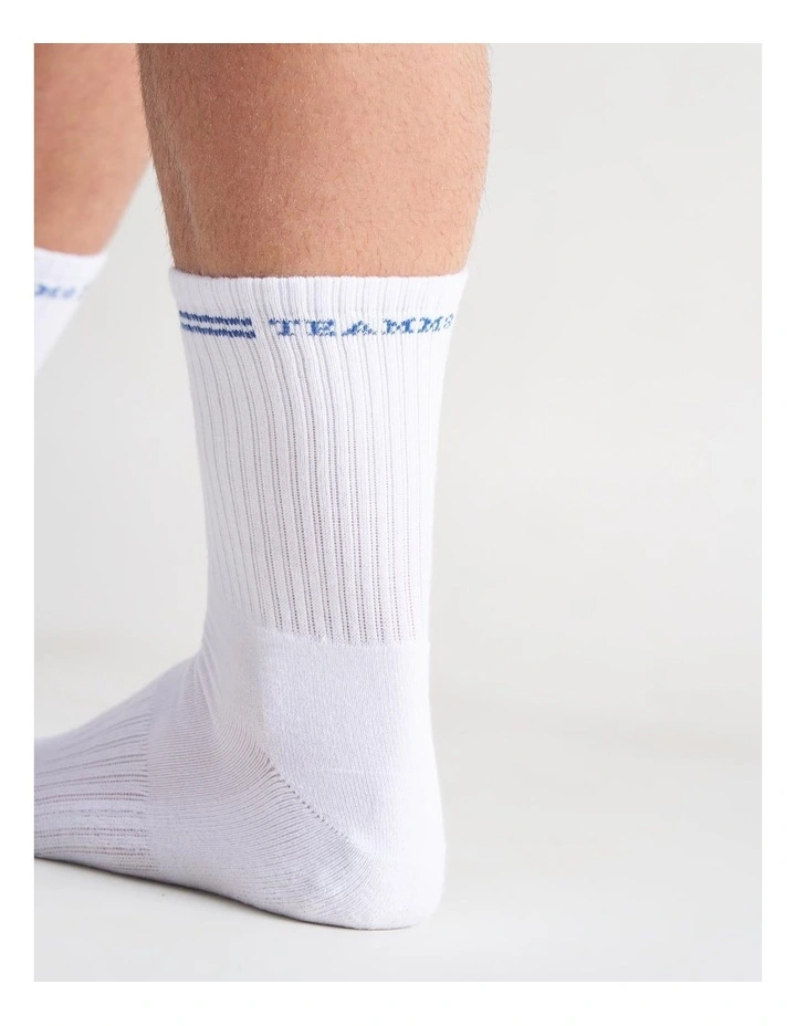 Classic Crew Socks in White|Blue image 4