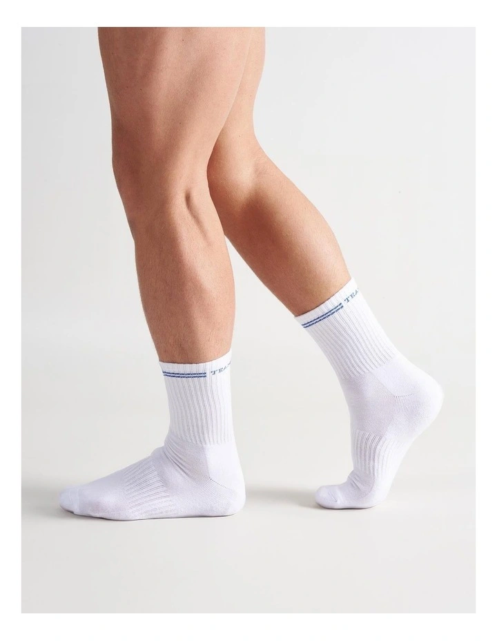 Classic Crew Socks in White|Blue image 5