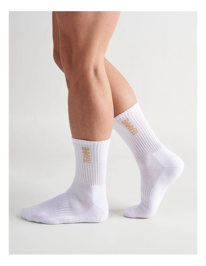 Crew Socks in White|Tan image 4