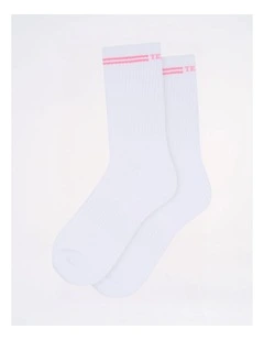 Classic Crew Socks in White|Pink