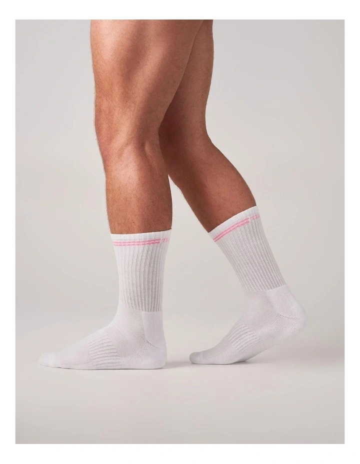 Classic Crew Socks in White|Pink image 2