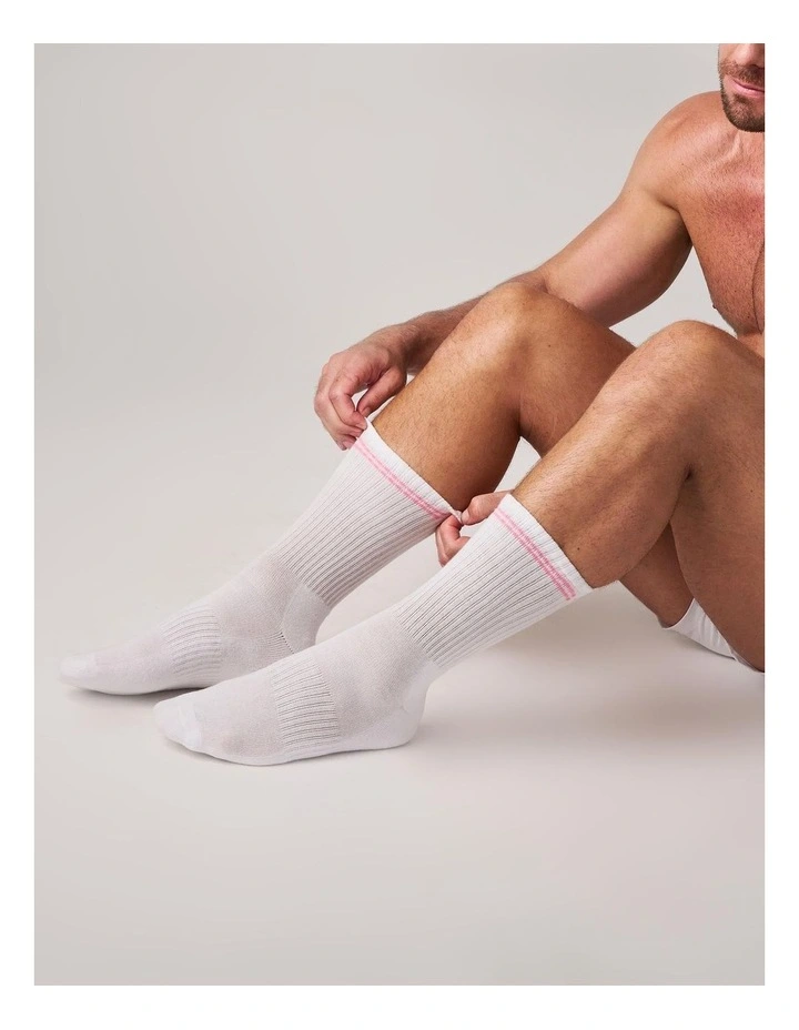 Classic Crew Socks in White|Pink image 3